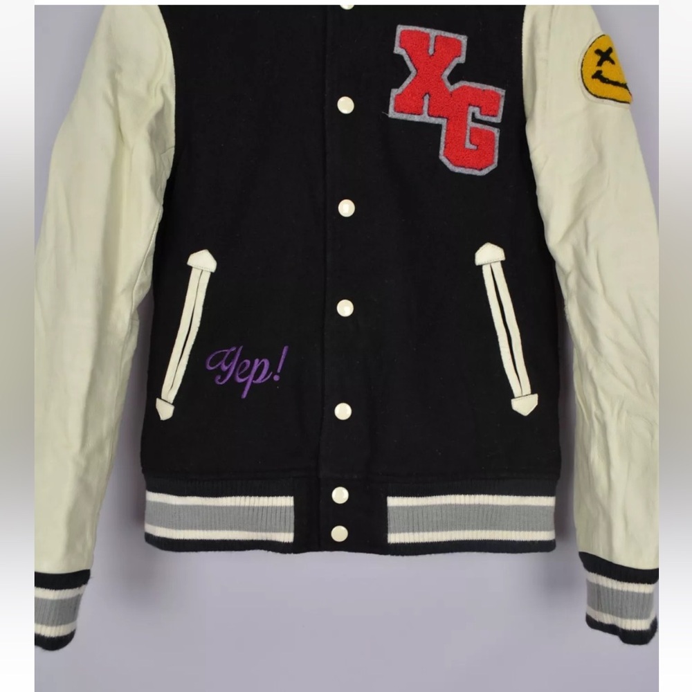 RARE! X-Girl Varsity Jacket College Leather Wool Hype Street Fashion Size 2 - Picture 7 of 14